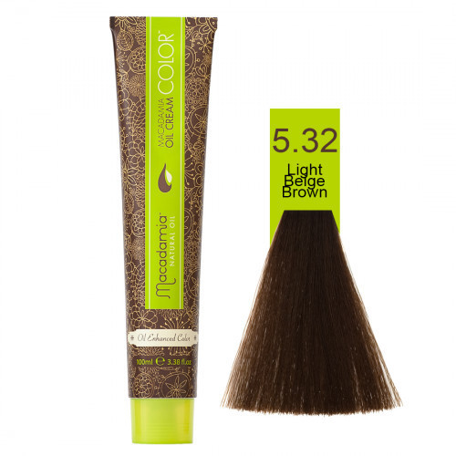 Macadamia Oil Cream Color Kreminiai plaukų dažai, 5.32 Light Beige Brown