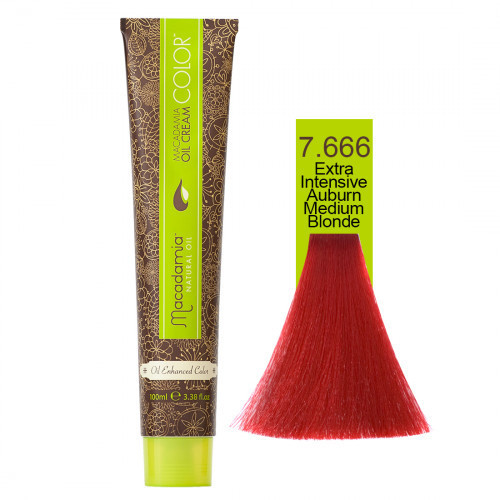 Macadamia Oil Cream Color Kreminiai plaukų dažai, 7.666 Extra Intensive Auburn Medium Blonde