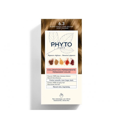 Phyto Hair Pernament Color Plaukų dažai be amoniako, 6.3 Dark Golden Blonde