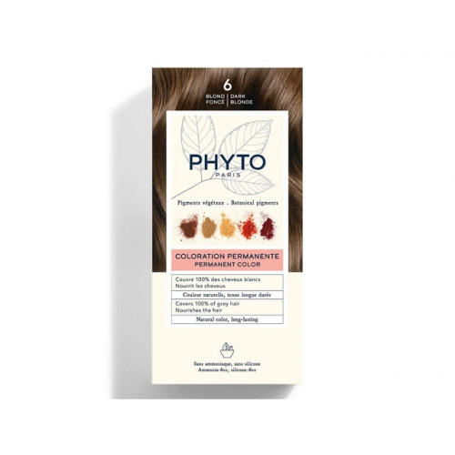 Phyto Permanent Hair Color Plaukų dažai be amoniako, 6 Dark Blonde