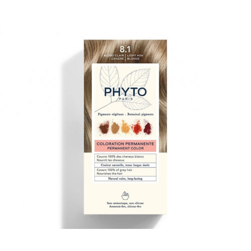 Phyto Permanent Hair Color Plaukų dažai be amoniako, 8.1 Light Ash Blonde