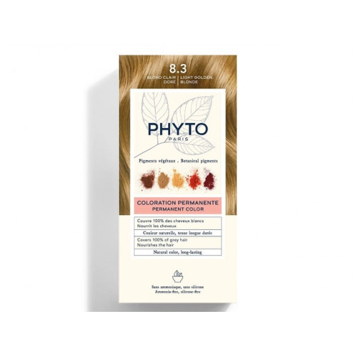 Phyto Permanent Hair Color Plaukų dažai be amoniako, 8.3 Light Golden Blonde
