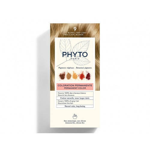 Phyto Permanent Hair Color Plaukų dažai be amoniako, 9 Very Light Blonde