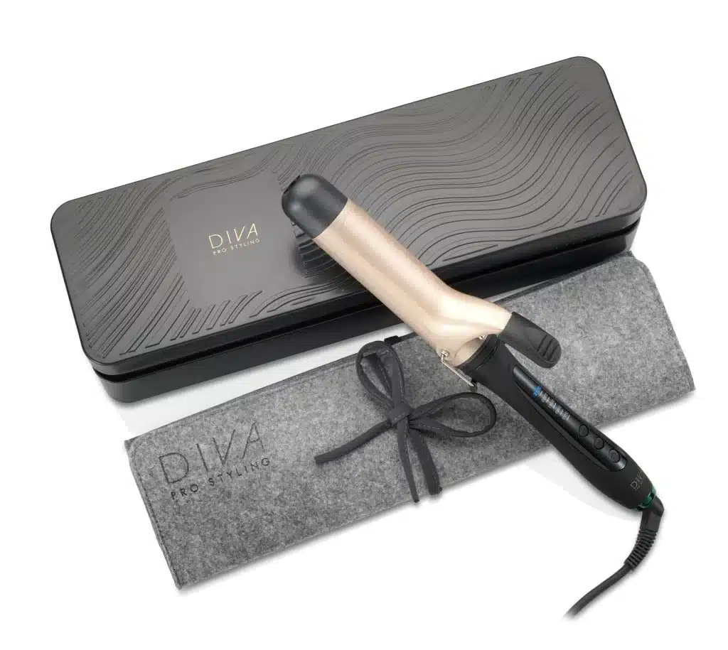 DIVA PRO STYLING DIGITAL TONG – SKAITMENINĖS PLAUKŲ GARBANOJIMO ŽNYPLĖS SU MAKADAMIJŲ, ARGANO ALIEJAIS BEI KERATINU, 110-210C (32mm)