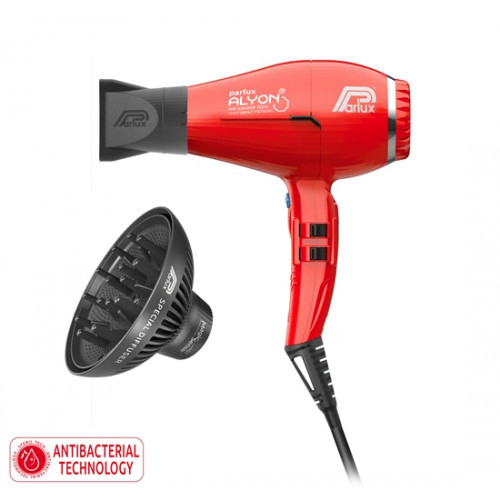 Parlux Alyon Light Air Ionizer Hairdryer + Magic Sense Diffuser Profesionalus plaukų džiovintuvas + difuzorius, Red