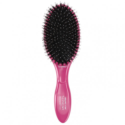 Olivia Garden Expert Care Boar & Nylon Bristles Oval Combo Brush Plaukų šepetys apjungtas jonizuotų antistatinių ir 100% natūralių šerno šerel, Rožinė