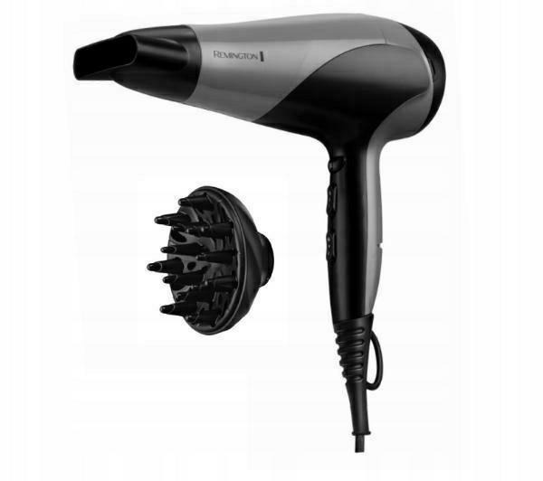 Plaukų džiovintuvas Remington Hair Dryer D3190S 2200 W Number of temperature settings 3 Ionic function Diffuser nozzle Grey/Black