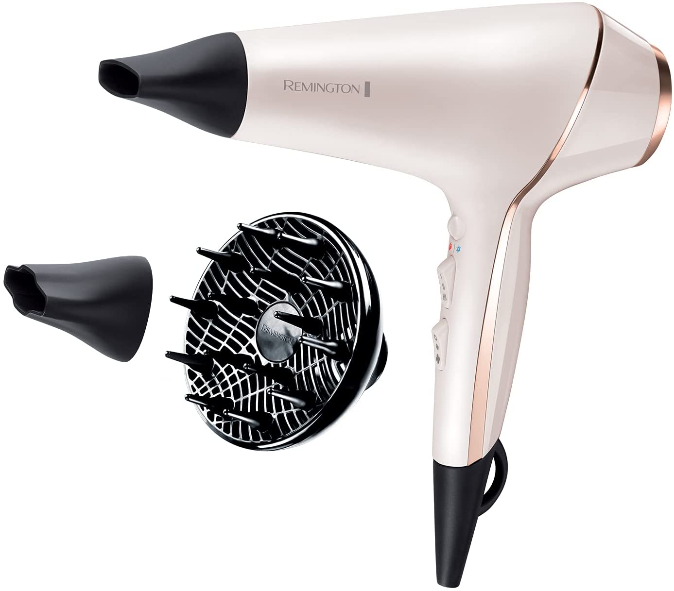 Plaukų džiovintuvas Remington Hair dryer ProLuxe AC9140 2400 W Number of temperature settings 3 Ionic function Diffuser nozzle White/Gold/Black
