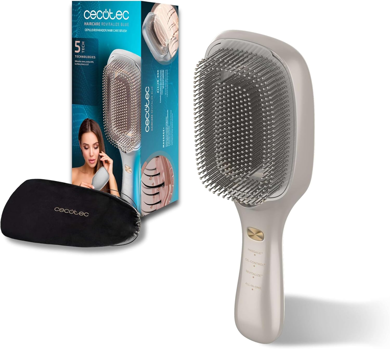 Plaukų formavimo šukos Cecotec HairCare Revitalize, šampano spalvos