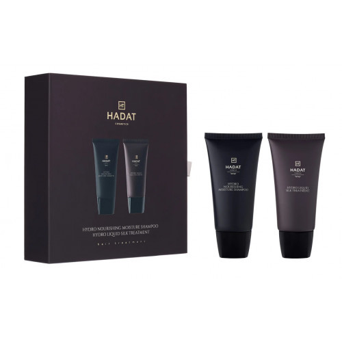 Hadat Cosmetics Nourishing Moisture & Liquid Silk Treatment Mini Gift Box Maitinantis plaukų priemonių rinkinys