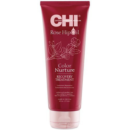 CHI Rose Hip Oil Hair Recovery Treatment Atkuriamoji kaukė dažytiems plaukams su erškėtuogių aliejumi, 237ml