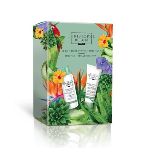Christophe Robin Intense Hydration Duo Drėkinantis plaukų priežiūros rinkinys sausiems plaukams, 75ml + 40ml