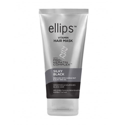Kaukė tamsių plaukų priežiūrai Ellips Silky Black Pro-Keratin Complex Mask 120g
