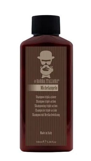 Šampūnas plaukams nuo pleiskanų Barba Italiana Shampooing Triple Action Michelangelo, BI007S, 100 ml