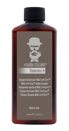 Dažantis šampūnas plaukams Barba Italiana Tintoretto 1-6 Multi Level Grey Tonning Shampoo BI016, 150 ml