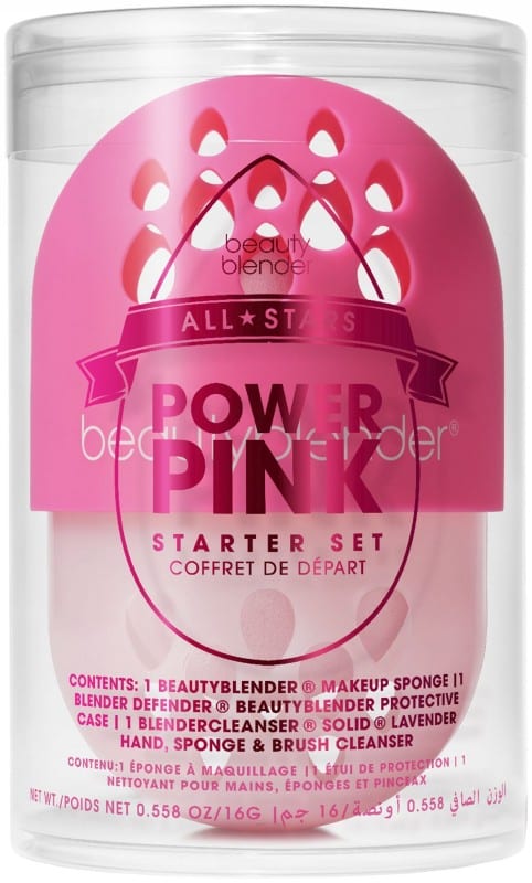 Makiažo kempinėlių rinkinys Beautyblender All Stars Pink Starter Set BB27894, rinkinį sudaro: makiažo kempinėlė, muiliukas ir dėklas