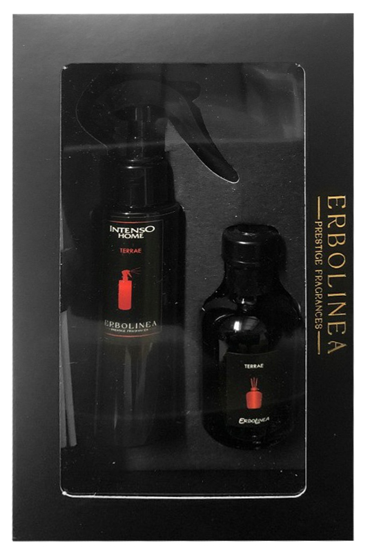 Kvapų namams rinkinys Erbolinea Prestige Terrae ERBGIFTPACK2TERRAE, sudaro: purškiamas kvapas namams ir kvapas lazdelėmis, 100 ml ir 50 ml
