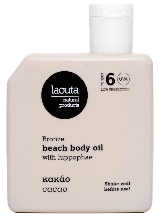 Drėkinamasis deginimosi aliejus kūnui Laouta Beach Body Tanning Oil Cacao LAO0012, SPF 6 apsauga, 100 ml