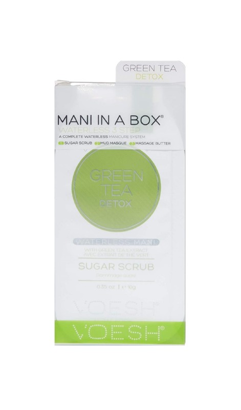 Procedūra rankoms Voesh Waterless Mani In A Box 3 in 1 Green Tea detox  VMC127GRT, naudojama be vandens, su žaliosios arbatos ekstraktais, detoksikuoja rankų odą