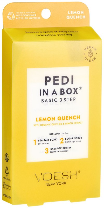 Procedūra kojoms Voesh Basic Pedi In A Box 3 in 1 Lemon Quench VPC118LMN, su citrinos ekstraktais, atgaivina pėdų odą