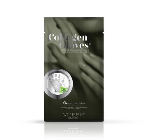 Kaukė rankoms Voesh Collagen Gloves VHM212PEP, su fitokolagenu ir pipirmėte, turi apsaugą nuo UV/LED spindulių,1 pora pirštinių