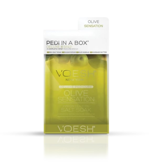 Procedūra kojoms Voesh Pedi In A Box 4 in 1 Olive Sensation VPC208OLV, su alyvuogių ekstraktais, maitina pėdų odą