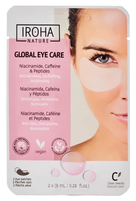 Stangrinamoji paakių kaukė Iroha Nature Sheet Eye Patches PIN10, su niacinamidu, kofeinu ir peptidais, 2 vnt.