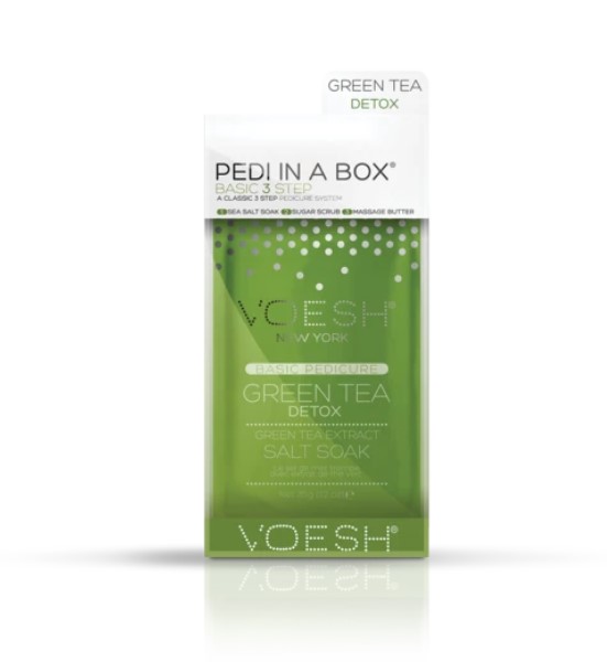 Procedūra kojoms Voesh Basic Pedi In A Box 3 in 1 Green Tea VPC118GRT, su žaliosios arbatos ekstraktais, detoksikuoja pėdų odą