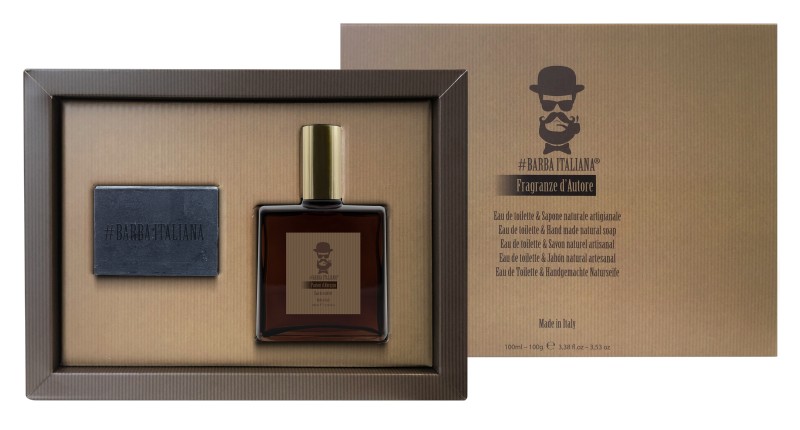 Kosmetikos rinkinys vyrams Barba Italiana Pastori D'Abruzzo BI7070K, rinkinį sudaro: kvepalai Pastori D'Abruzzo Eau de Toilette 100 ml, Pastori D'Abruzzo detoksikuojantis rankų darbo rankų muilas 100 g