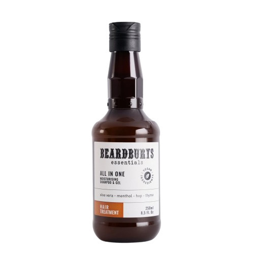 Beardburys Essentials All In One Moisturising Shampoo & Gel Universali plaukų ir kūno priežiūros priemonė, 250ml