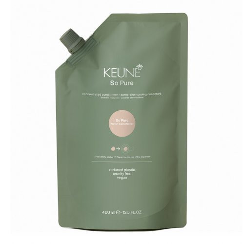 Keune So Pure Polish Conditioner Refill Kondicionieriaus papildymas, suteikiantis plaukams blizgesio, glotnumo ir lygumo, 400ml