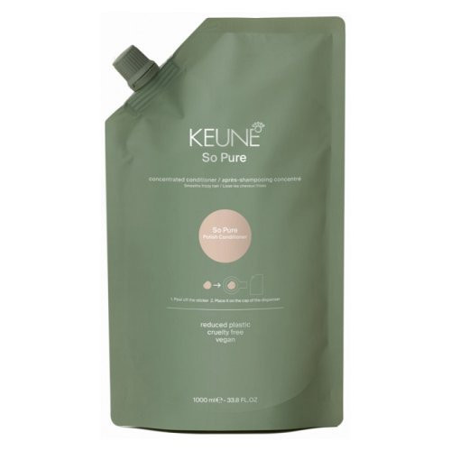 Keune So Pure Polish Conditioner Refill Kondicionieriaus papildymas, suteikiantis plaukams blizgesio, glotnumo ir lygumo, 1000ml