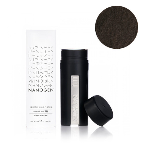 Nanogen Keratin Hair Fibres Dark Brown Tamsiai ruda plaukų pudra - skaidulos, 30g