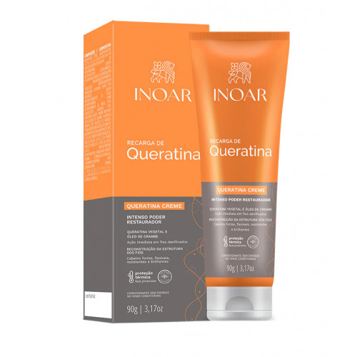 Inoar Queratina Creme Keratin Recharge - keratino kremas, 90g