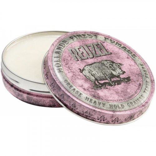 Reuzel Pink Heavy Hold Grease Stiprios fiksacijos plaukų vaškas, 35g