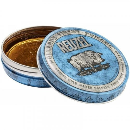 Reuzel Blue Strong Hold High Sheen Pomade Stiprios fiksacijos plaukų pomada, 35g