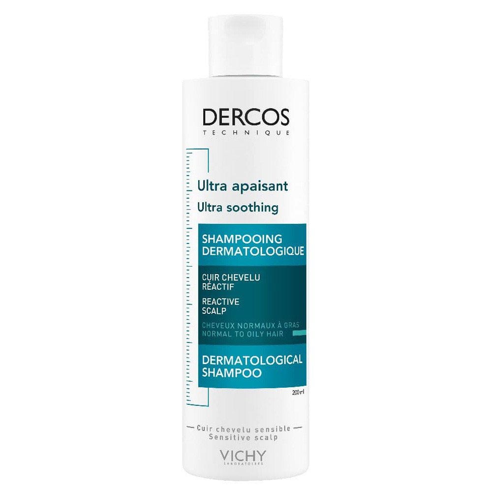 VICHY DERCOS Ultra Soothing šampūnas ypač jautriai normaliai arba riebiai galvos odai 200 ml