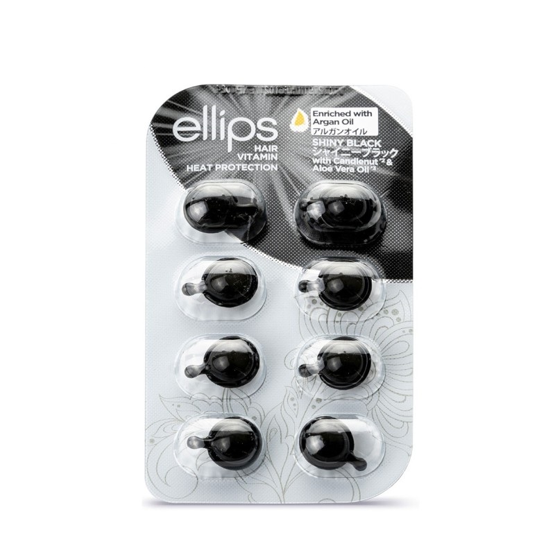 ELLIPS Shiny Black vitaminai tamsiems plaukams, kapsulės 1 ml x N8