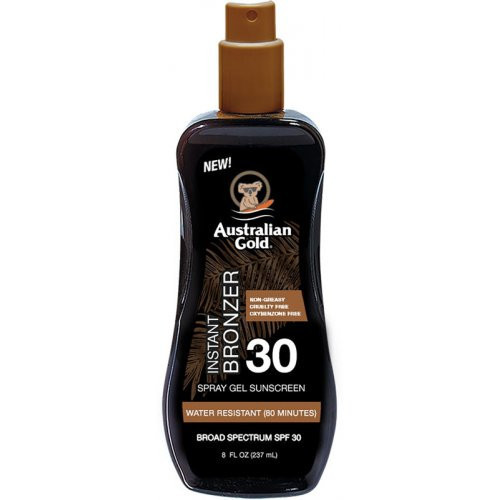 Australian Gold Spray Gel with Instant Bronzer SPF30 Apsauga nuo saulės su natūraliais bronzantais, 237ml