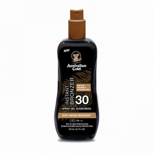 Australian Gold Spray Gel with Instant Bronzer SPF30 Apsauga nuo saulės su natūraliais bronzantais, 100ml