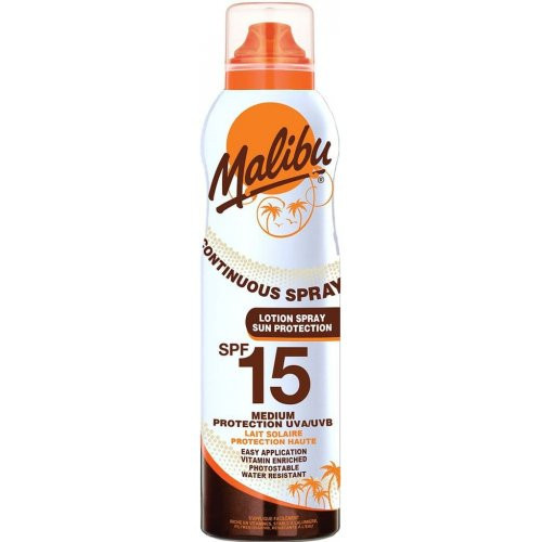 Malibu Continuous Spray Protective Lotion Aerosol Spray Purškiamas apsauginis losjonas nuo saulės, SPF15