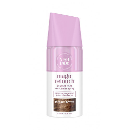 Nishlady Magic Retouch Spray Ataugusių plaukų šaknų purškiklis, Medium Brown