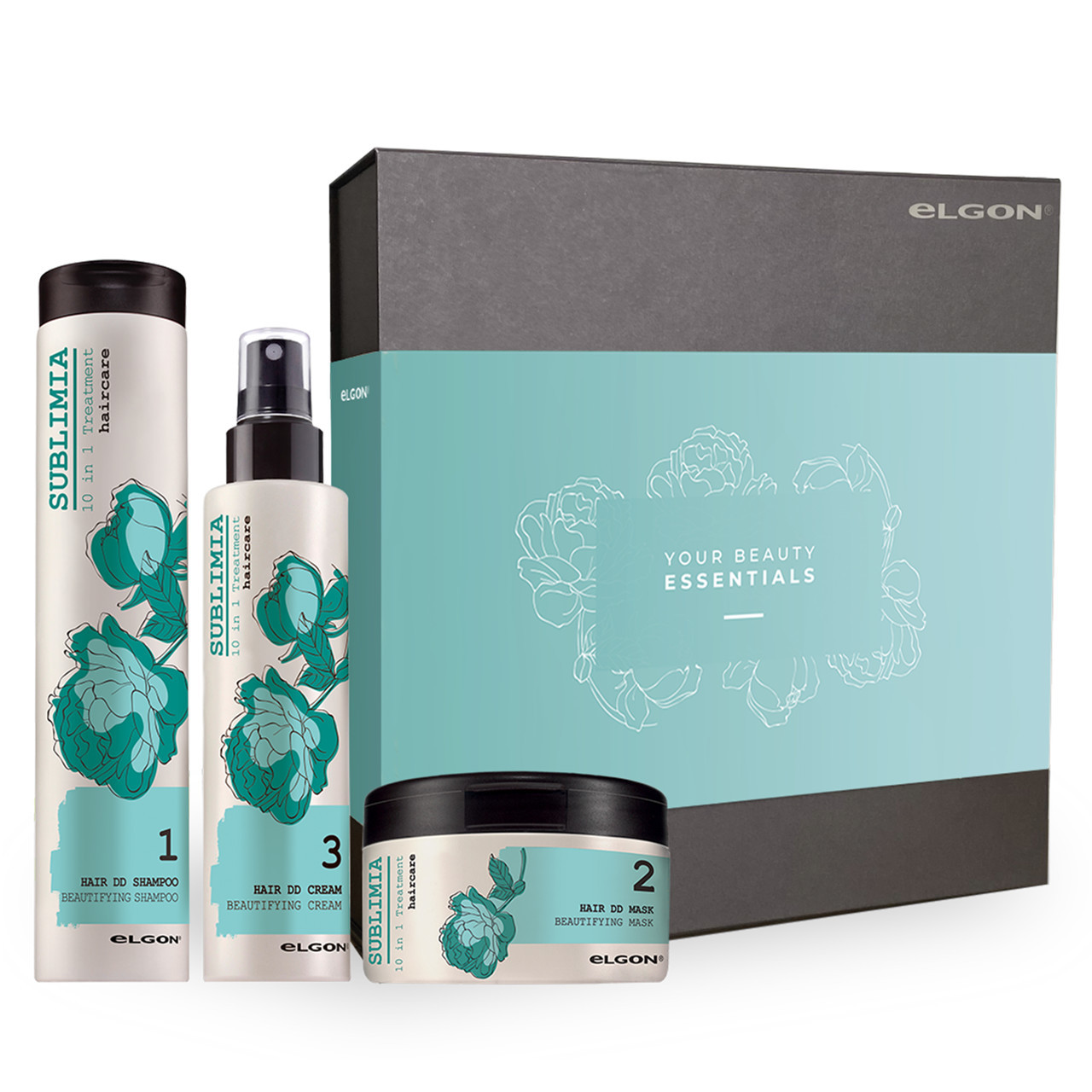 ELGON SUBLIMIA rinkinys 10 in 1 BEAUTIFYING: šampūnas, kaukė, plaukų formavimo kremas,  650 ml