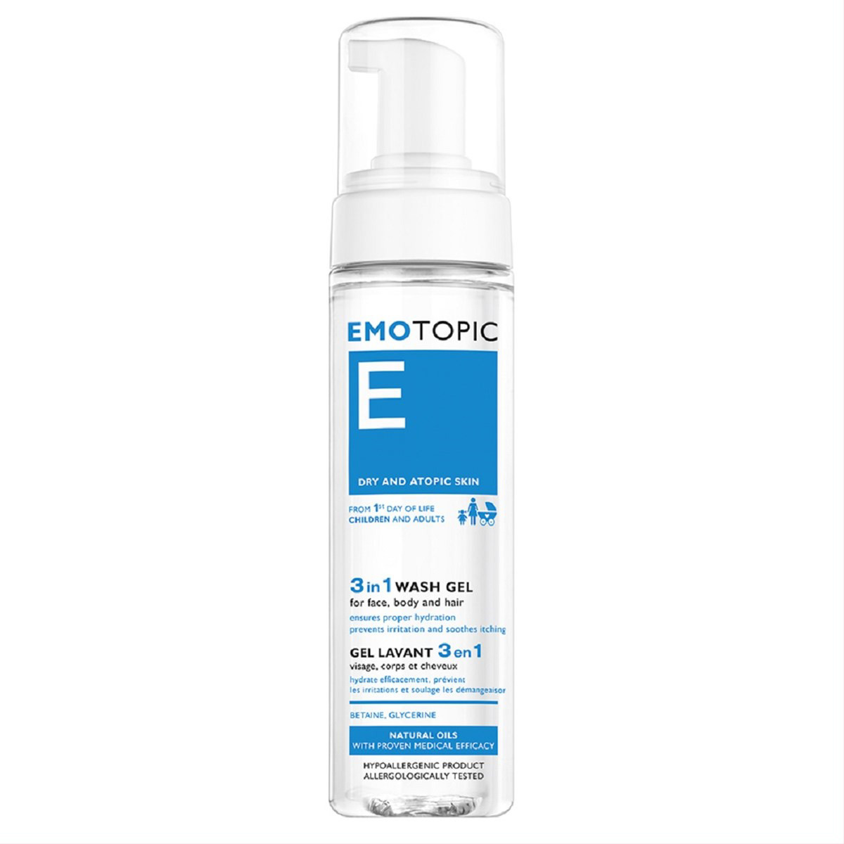 PHARMACERIS E EMOTOPIC, fiziologinis, drėkinamasis šampūnas-putos, 200 ml