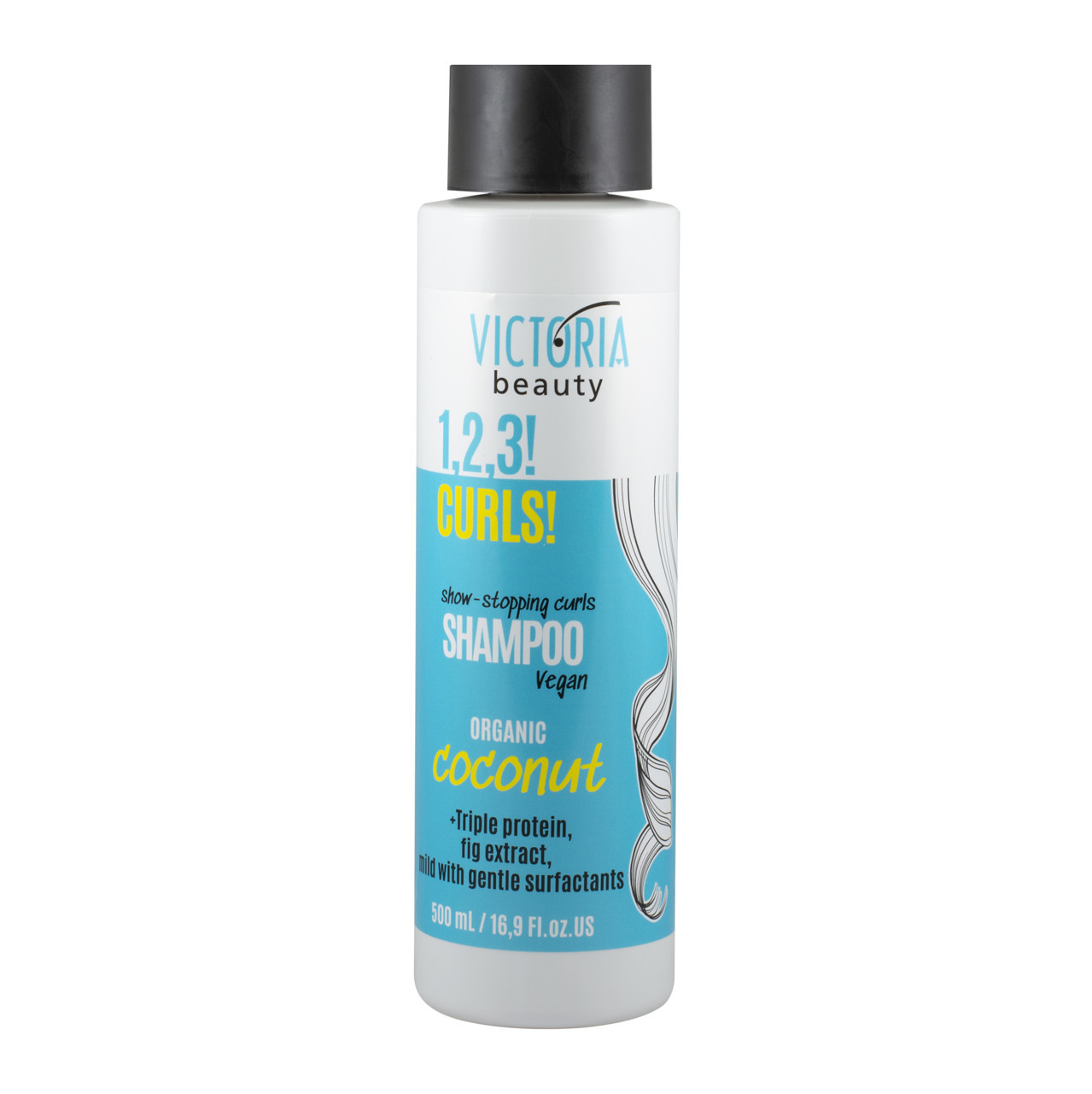 Victoria Beauty 1,2,3! Curls! Šampūnas garbanotiems plaukams su kokosų aliejumi, 500ml
