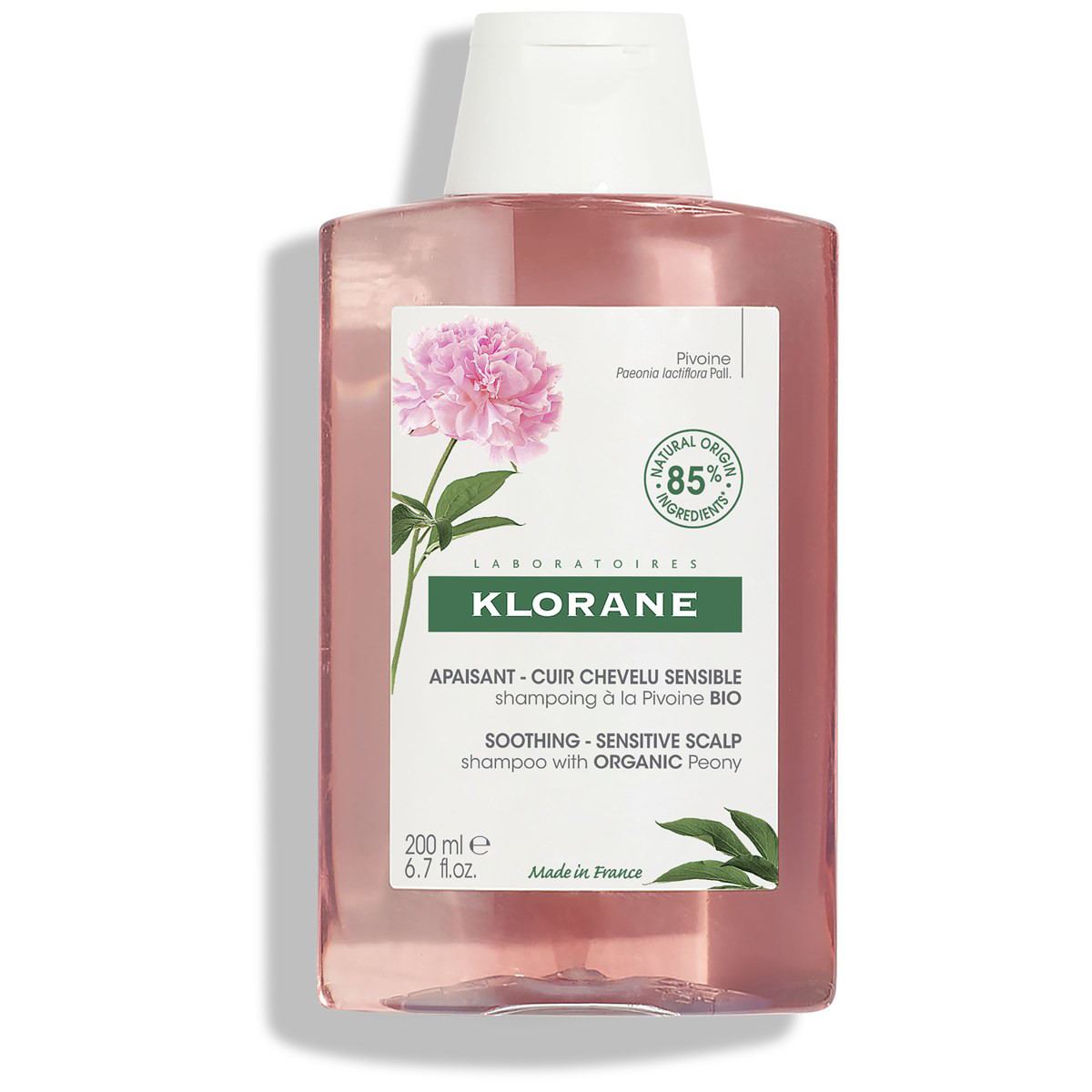 KLORANE, šampūnas jautriai galvos odai su bijūnais, 200 ml