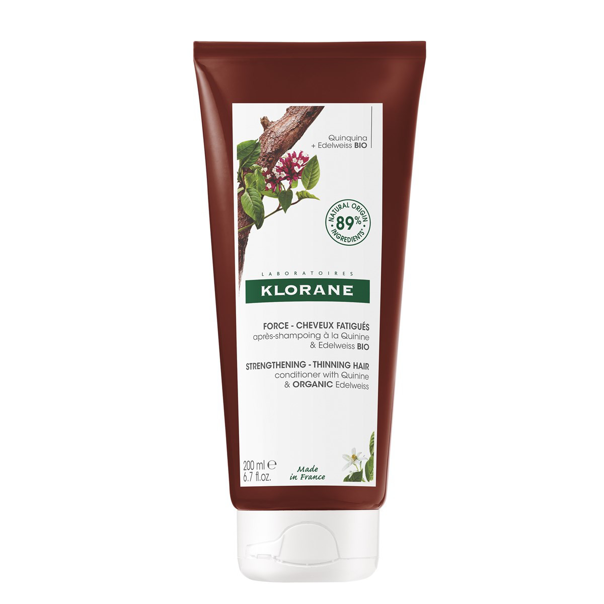 KLORANE, kondicionierius slenkantiems plaukams su chininu ir vitaminu B, 200ml