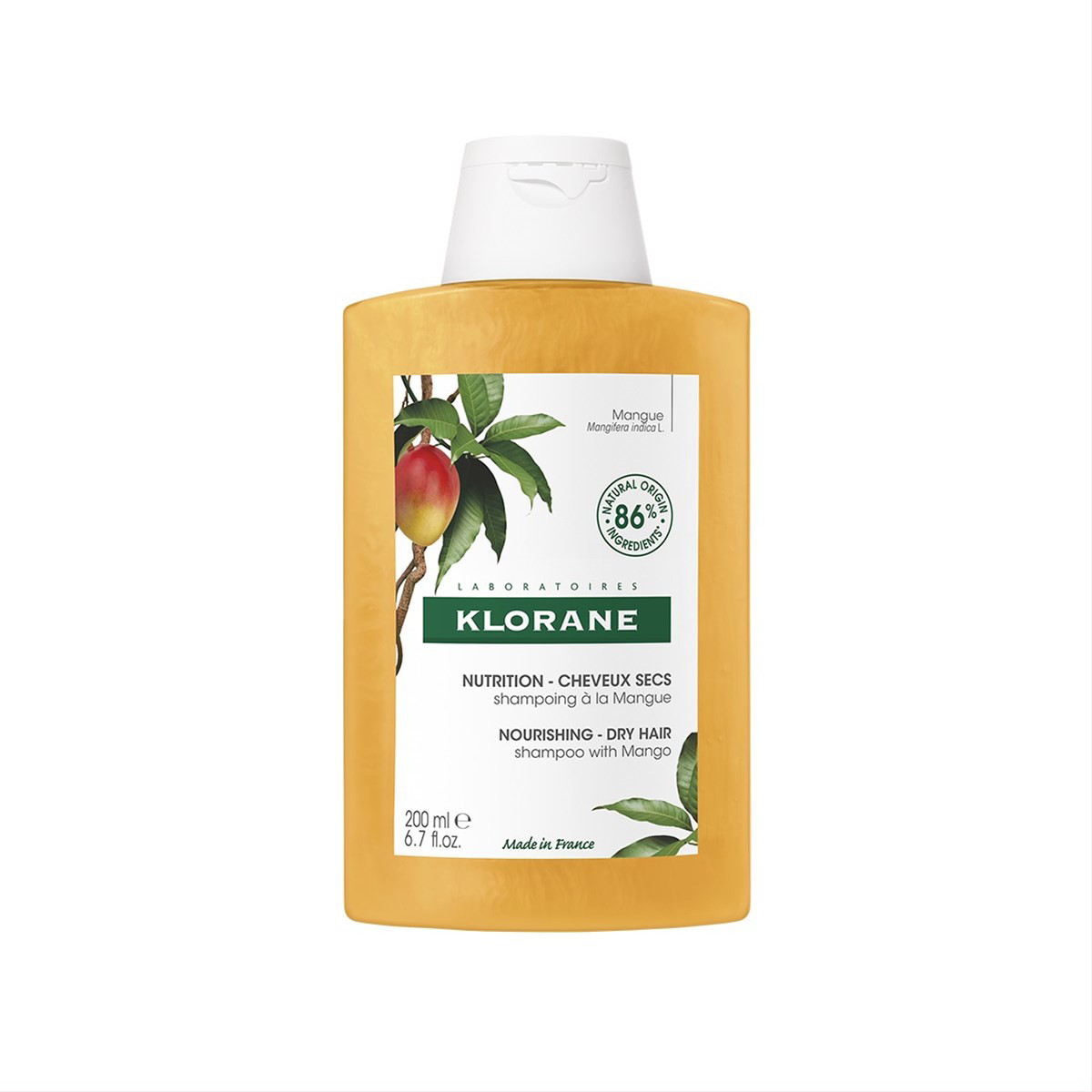 KLORANE, šampūnas su mango sviestu sausiems plaukams, 200ml