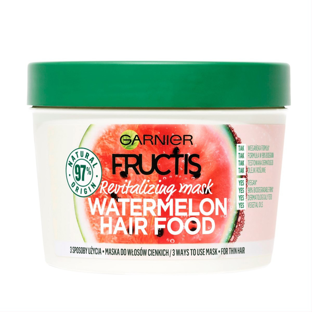 GARNIER FRUCTIS WATERMELON HAIR, Plaukų kaukė, 390ml