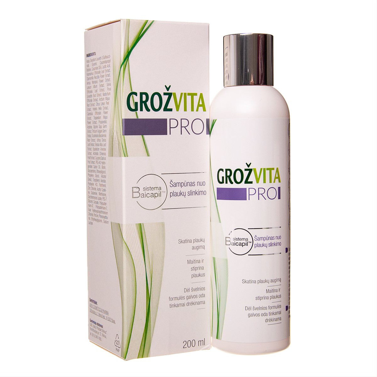 GROŽVITA PRO, šampūnas nuo plaukų slinkimo, 200 ml